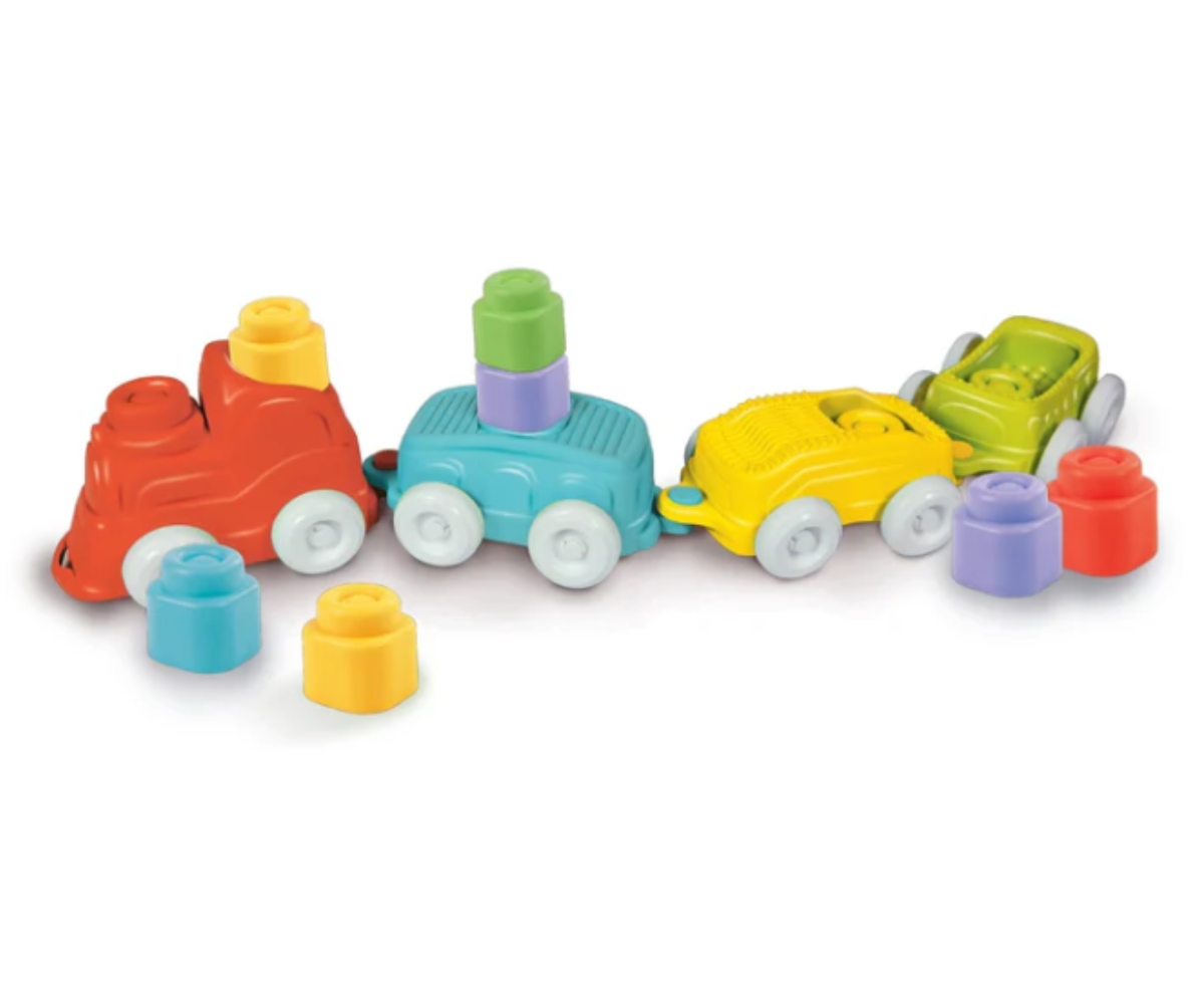 Värviline sensoorne rong klotside ladumiseks ja vedamiseks