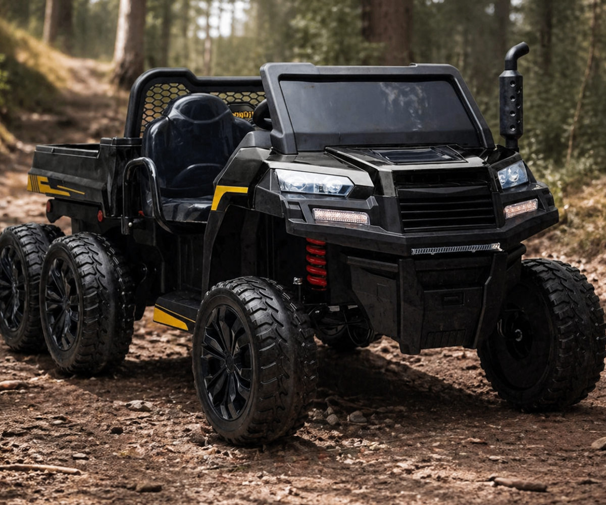 võimas lasteauto EVA rataste ja ökonahast istmega