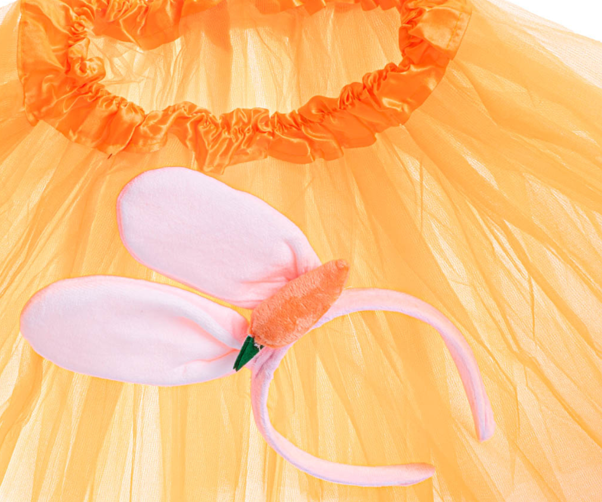 Oranž tüllseelik ja jänku aksessuaarid karnevaliks