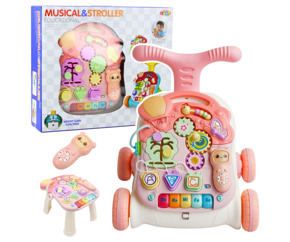 Beebi arendav käru klaveri ja mängutelefoniga