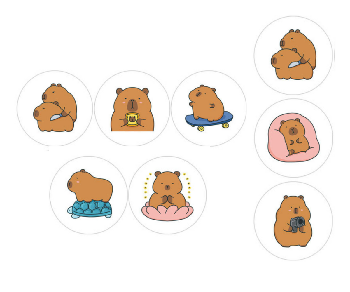 Värvilised kapibaara kleepsud rullis meisterdamiseks