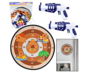 Laste mäng püstolite ja pehmete pallidega sihtimiseks