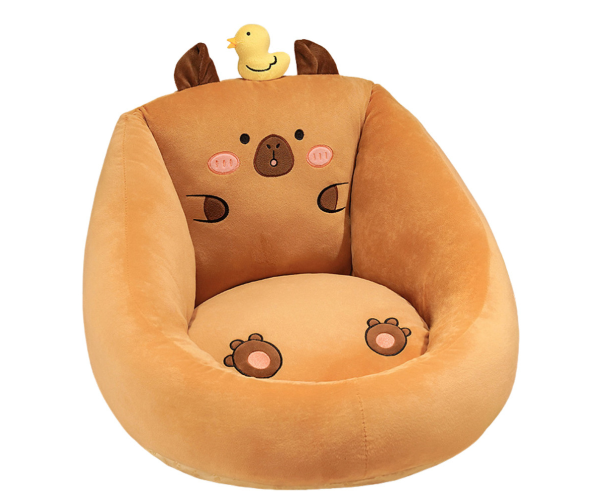 Laste plüüstool kapibaara kujuga kollase pardiga