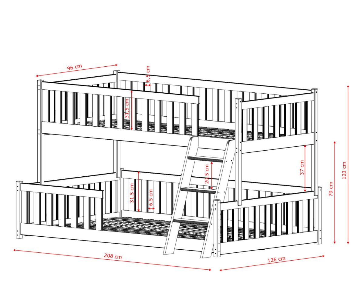 Madal narivoodi Nice 90x200/120x200cm valge