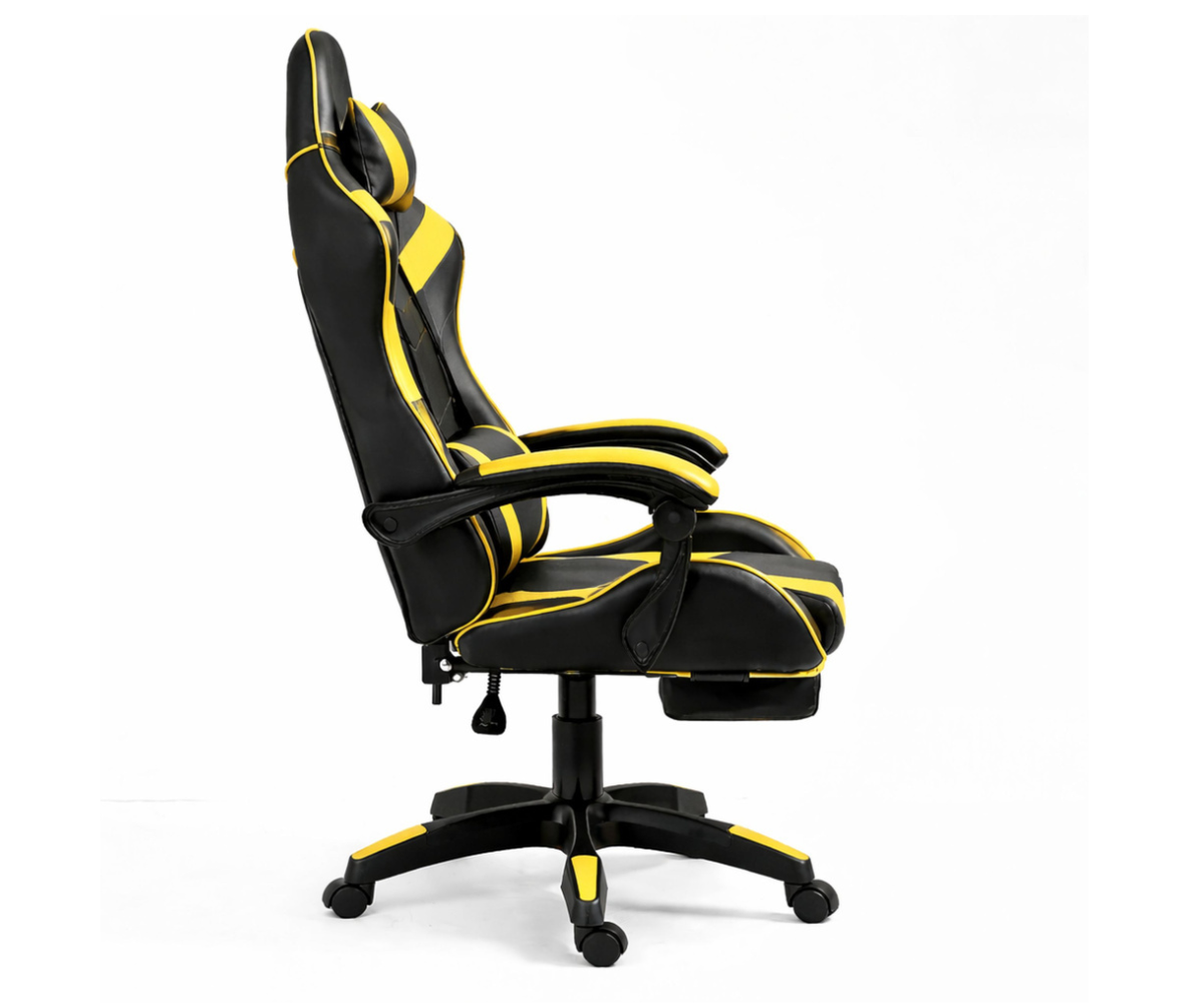 Reguleeritav must-kollane kontoritool kunstnahast kattega