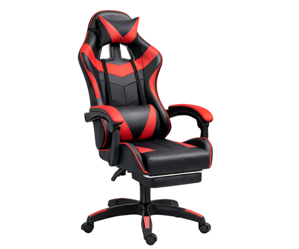 Sportliku disainiga must-punane pöördtool arvutilaua taha