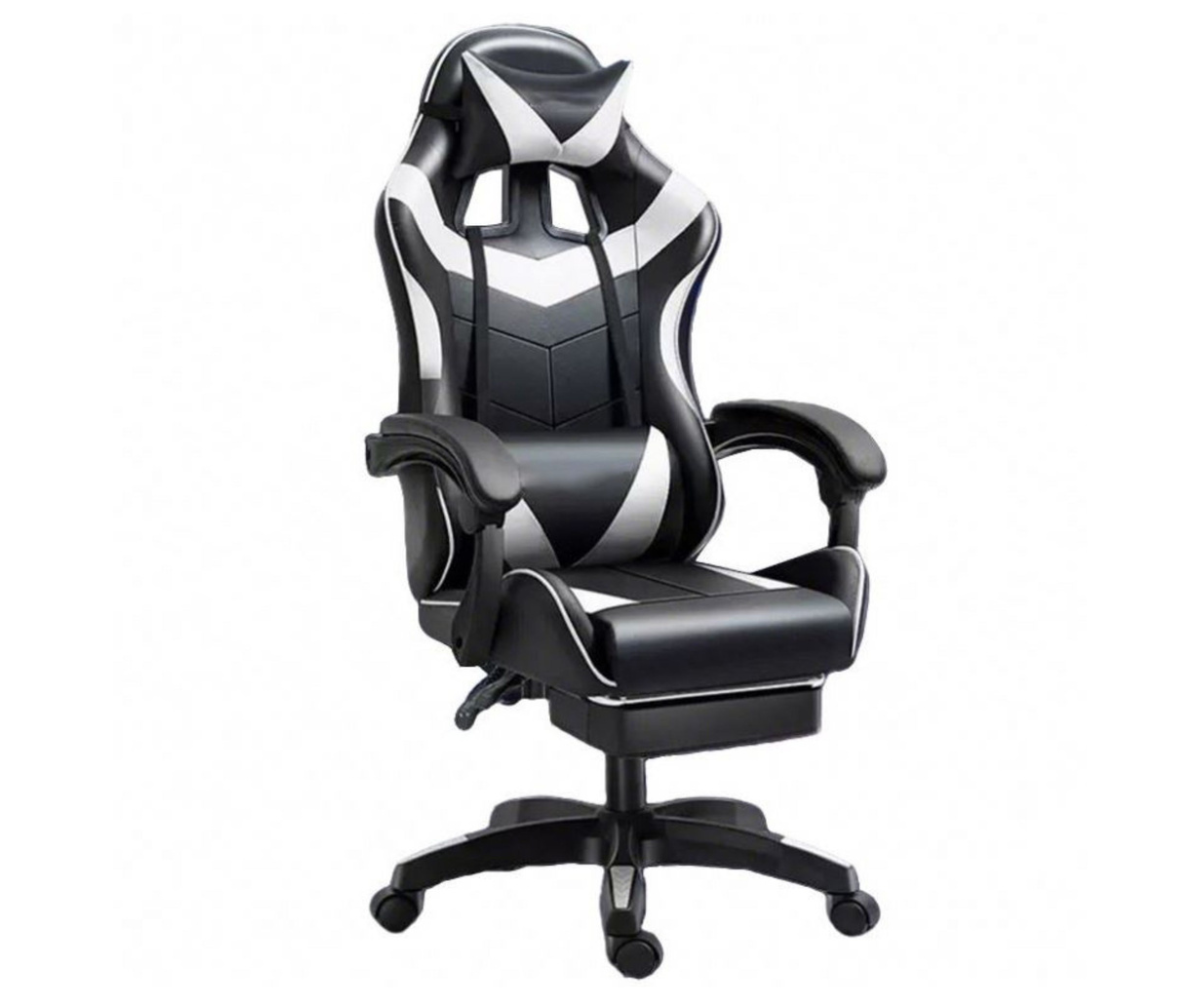 Reguleeritav must-valge kontoritool kunstnahast kattega