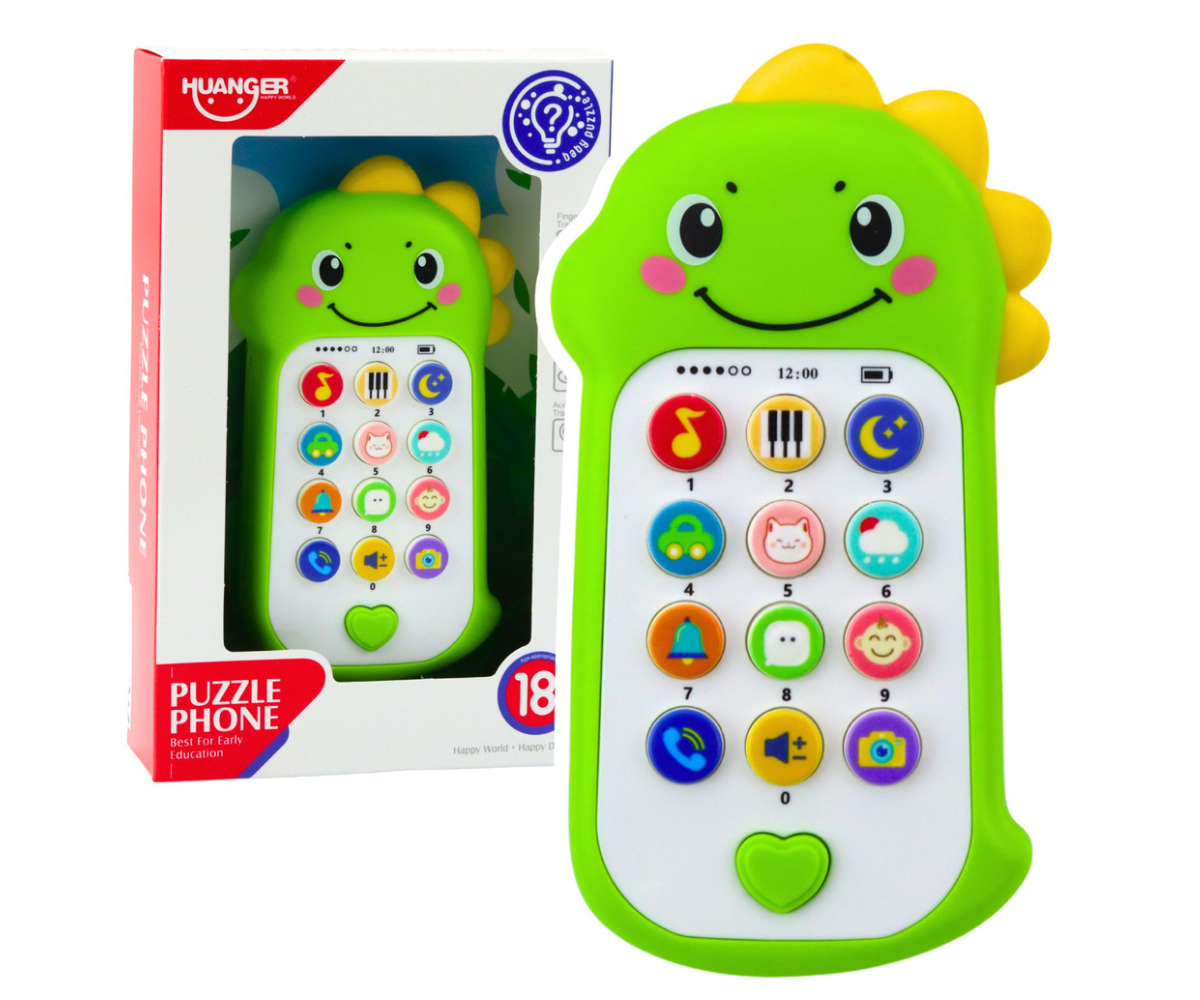 Laste mängutelefon nuppude ja heliefektidega roheline