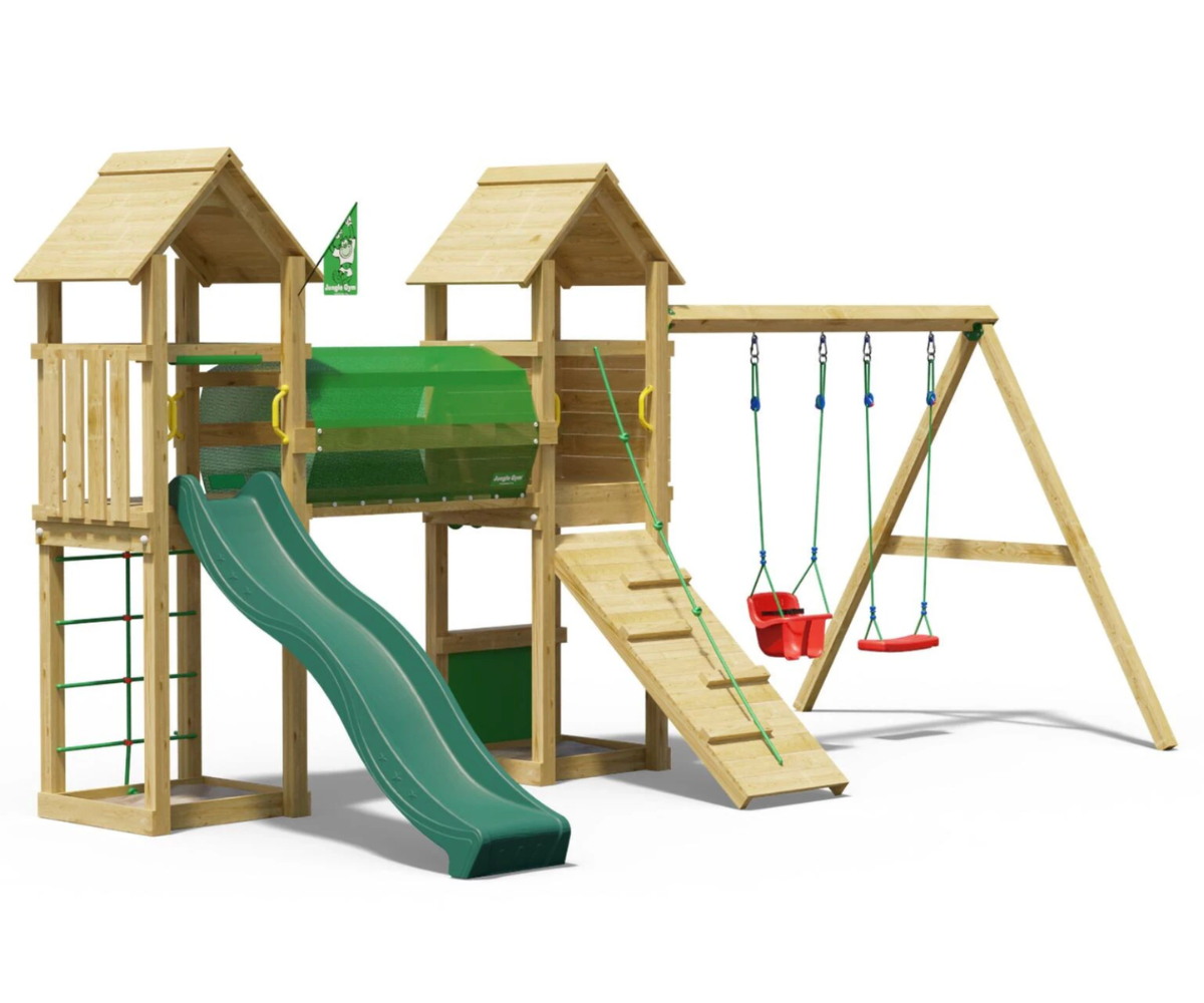 Laste mänguväljak beebikiige, liumäe ja liivakastiga