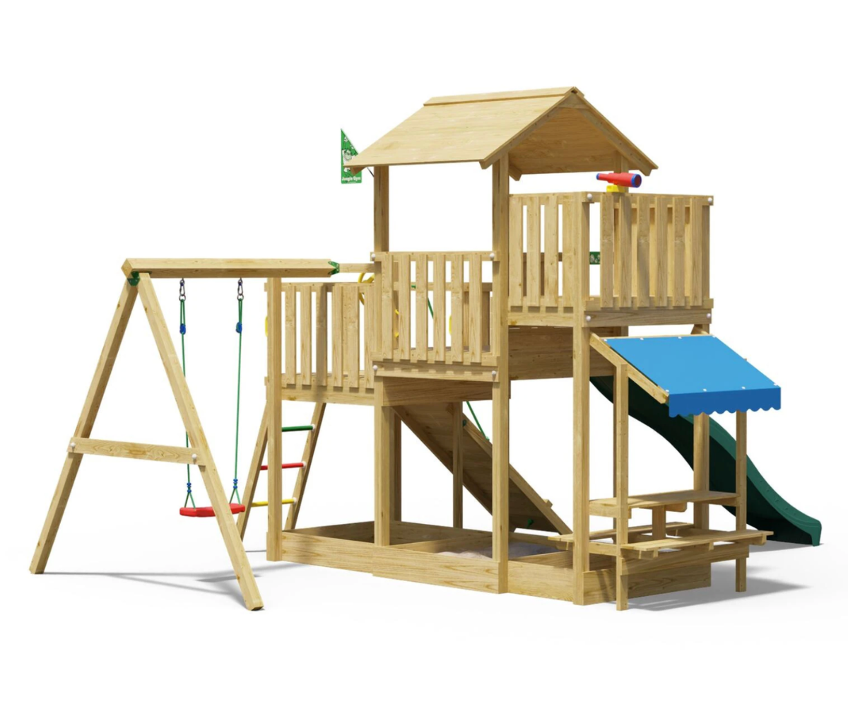 Õuemänguväljak kiige, liumäe ja ronimisvõimalustega