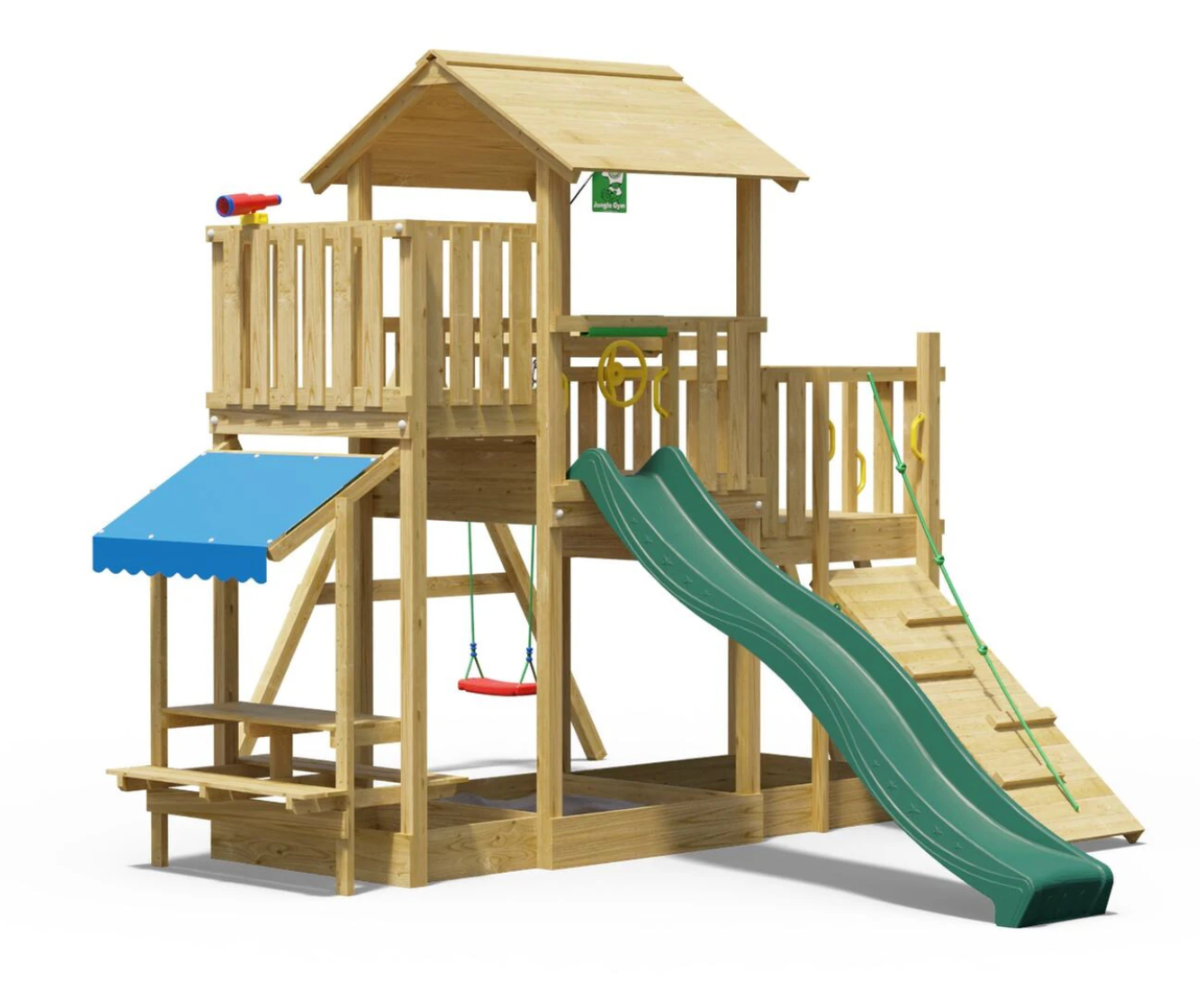 Jungle Gym mänguväljak teleskoobi ja roolirattaga