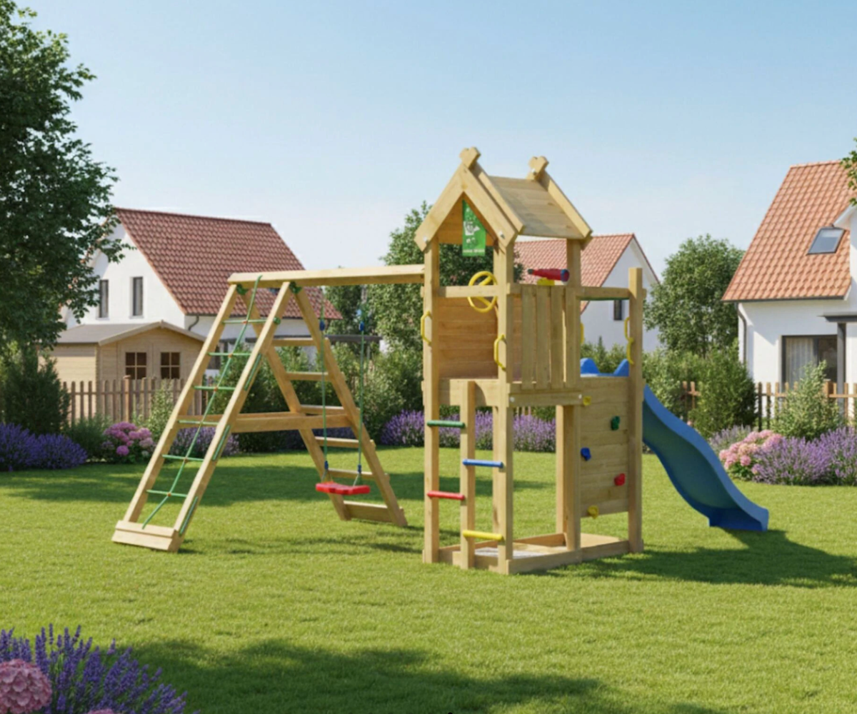 Laste mänguväljak ronimisseina ja liivakastiga aeda