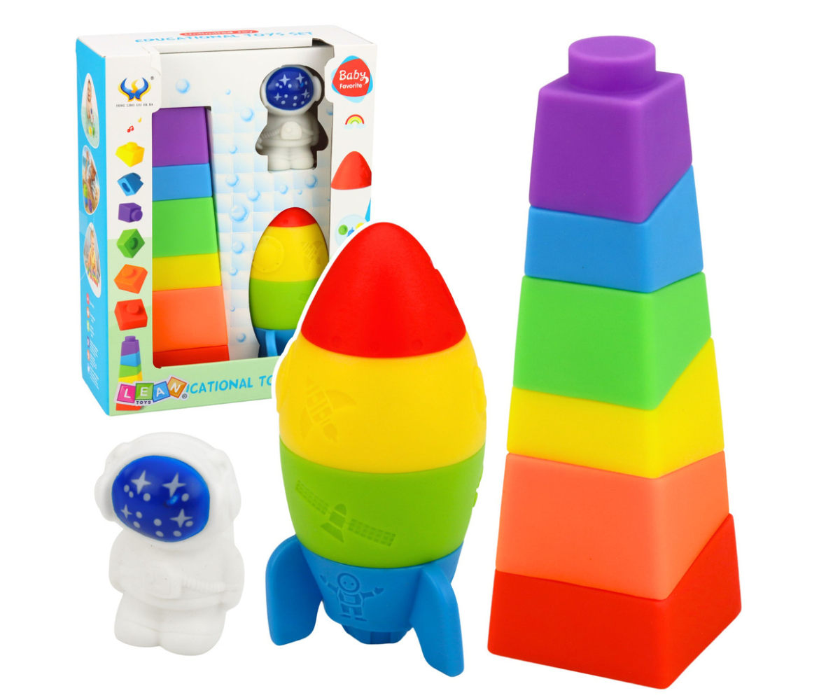 Sensoorne ladumismäng raketi kujul beebile ja väikelapsele