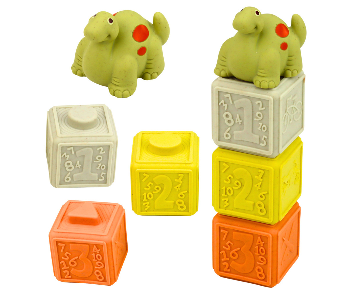 Värviline dinosaurusklotside komplekt väikelapsele