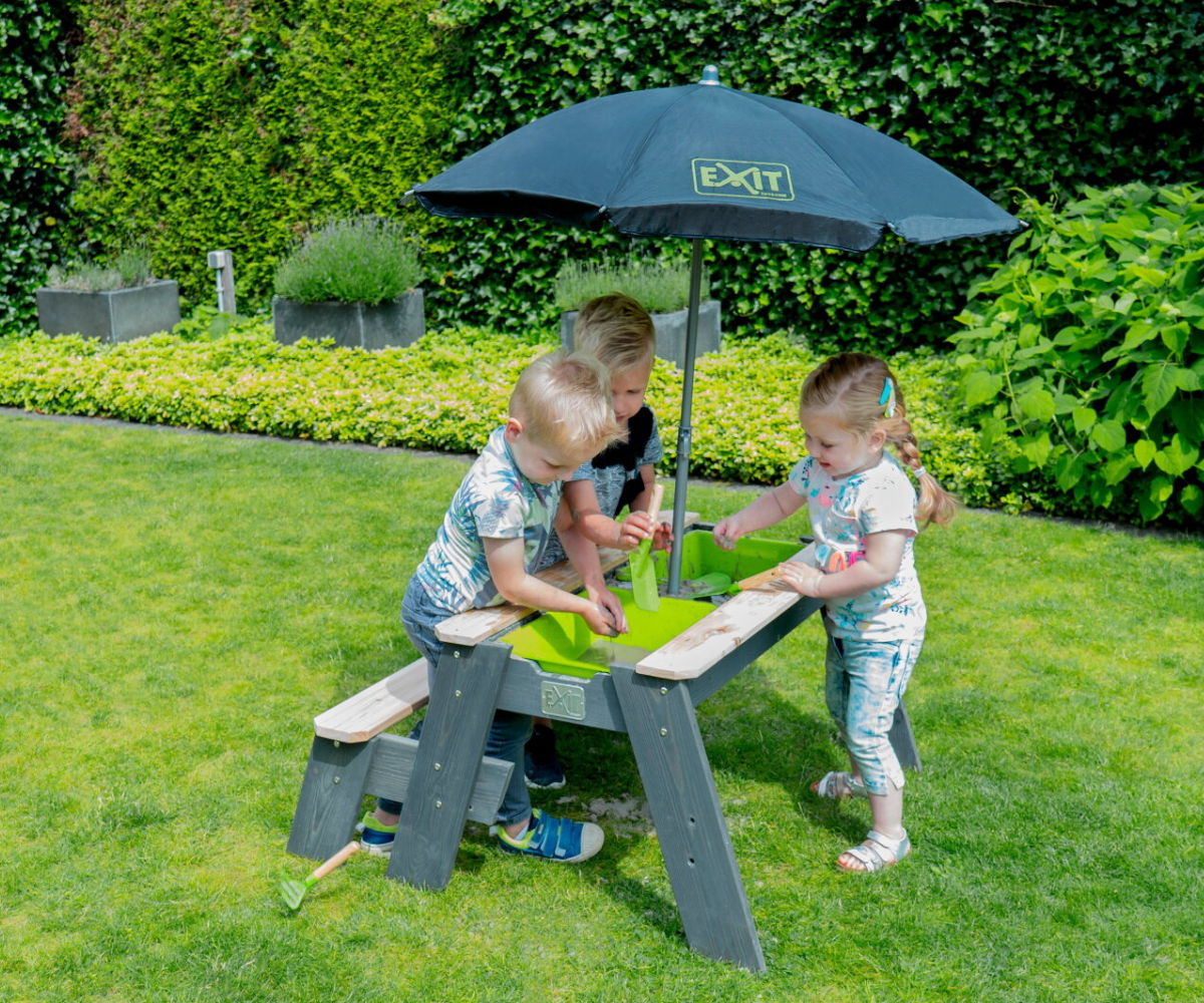 Piknikulaud kastidega ja ühe pingiga + päikesevari ja aiatööriistad EXIT