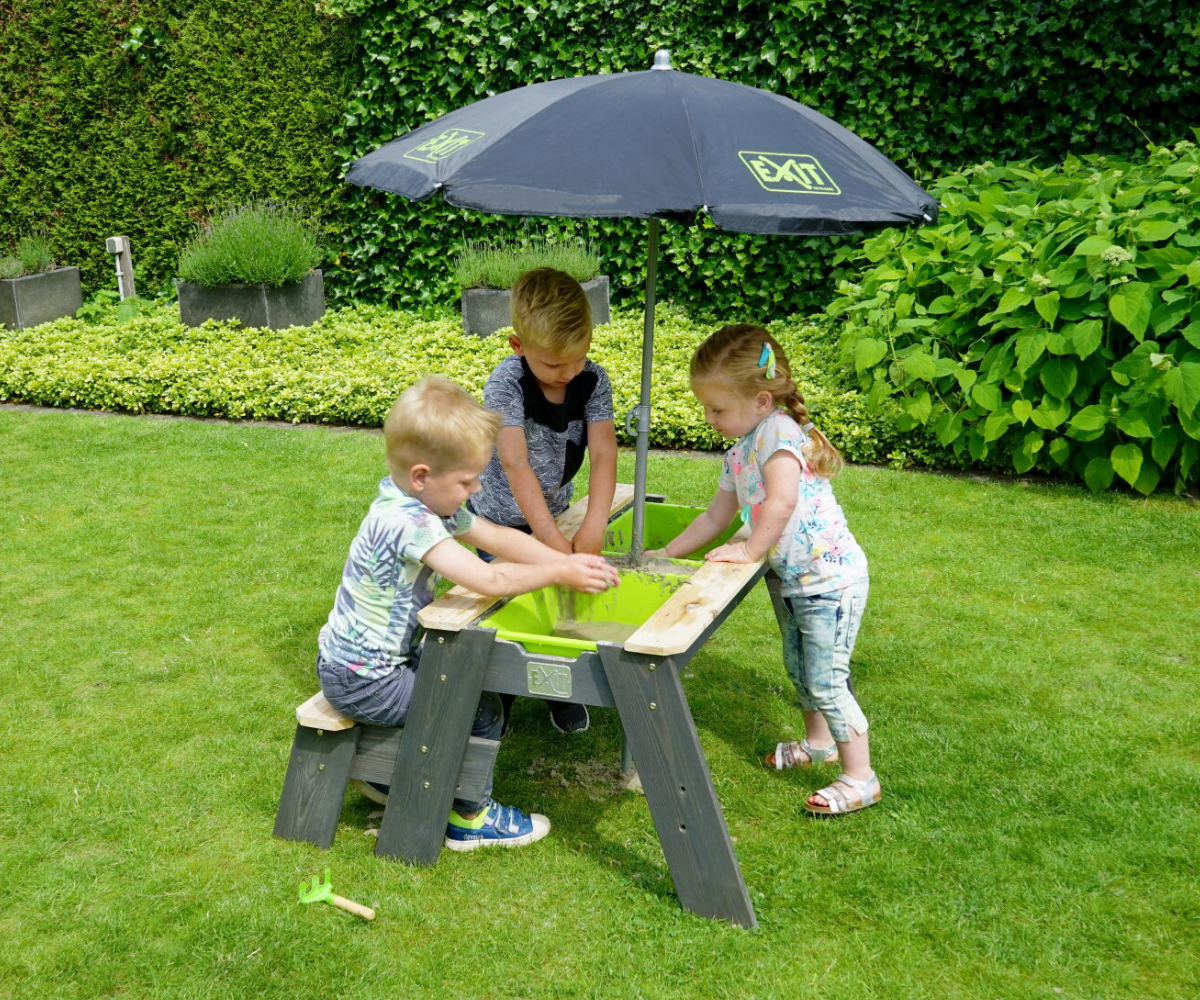 Piknikulaud kastidega ja ühe pingiga + päikesevari ja aiatööriistad EXIT