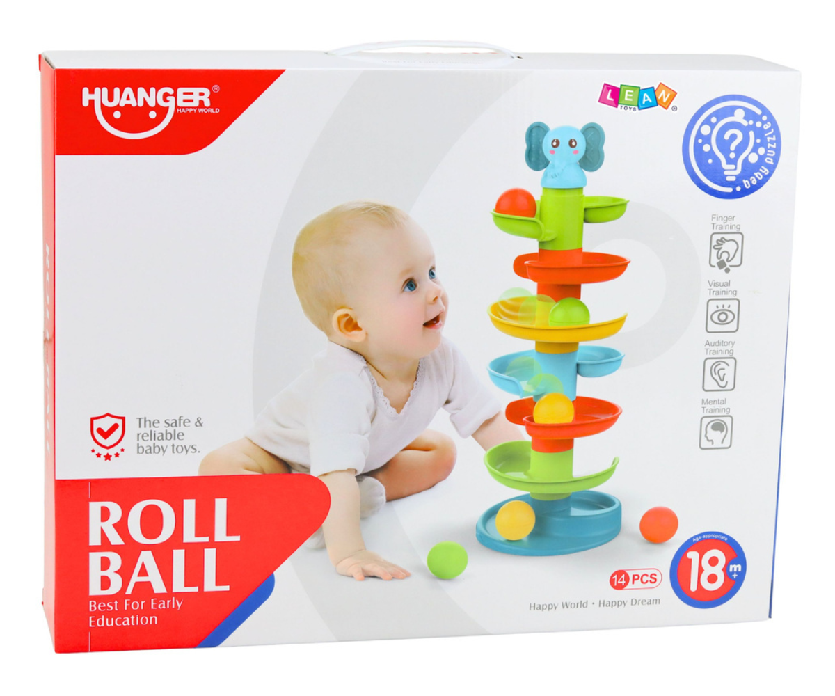 Sensoorne pallitorn elevandiga lapsele värviline pallirada