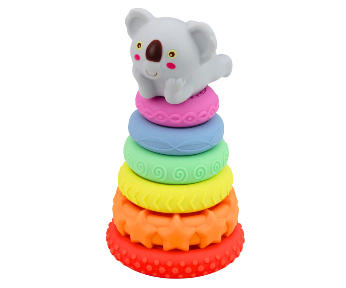 Koaalaga püramiid lapsele suuruste ja värvide õppimiseks