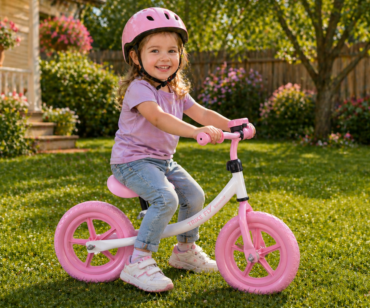 tasakaaluratas Trike Fix roosa kellaga lastele