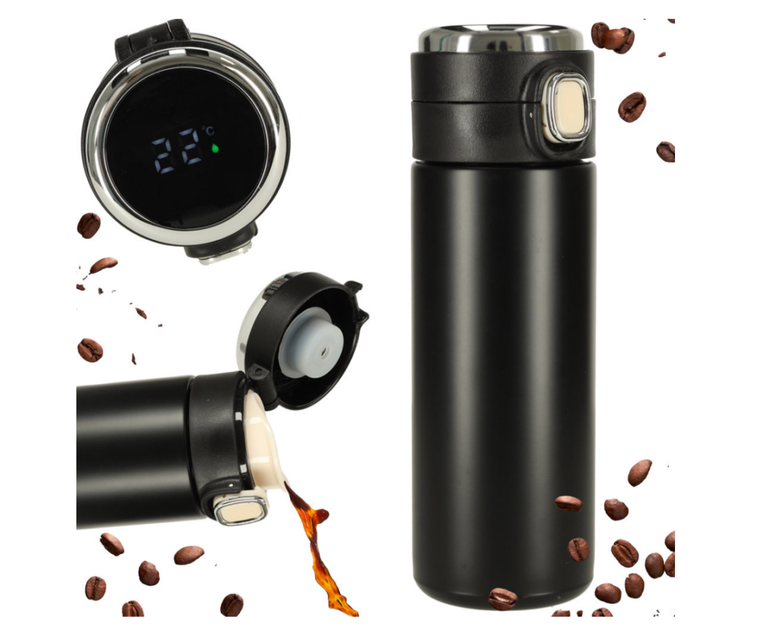 Kaasaegne termos LED-ekraani ja joomisotsikuga