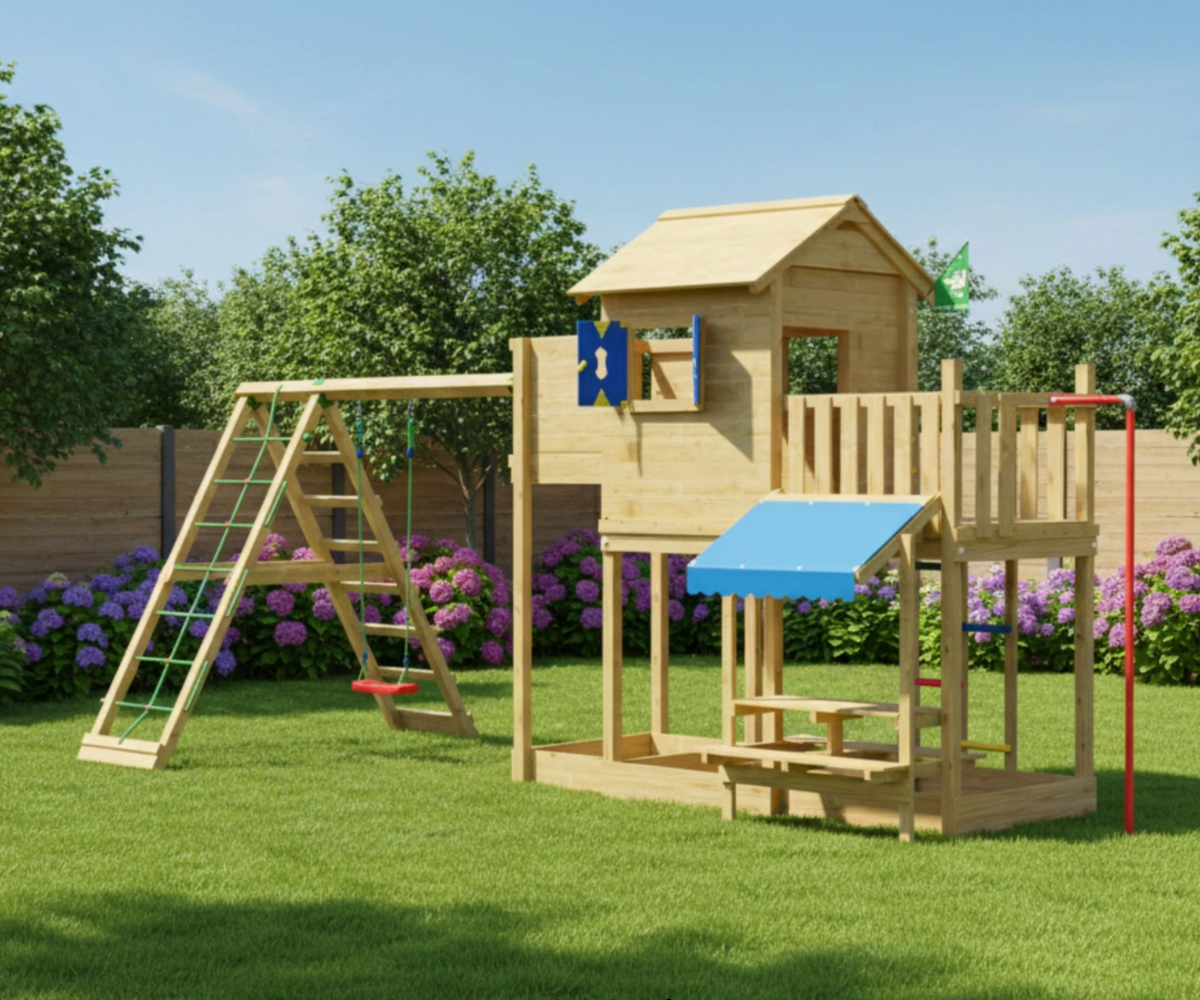 Jungle Gym mängukeskus teleskoobi ja roolirattaga