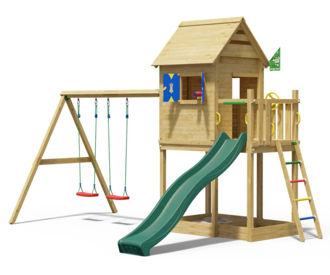 Laste mänguväljak teleskoobi ja roolirattaga aeda