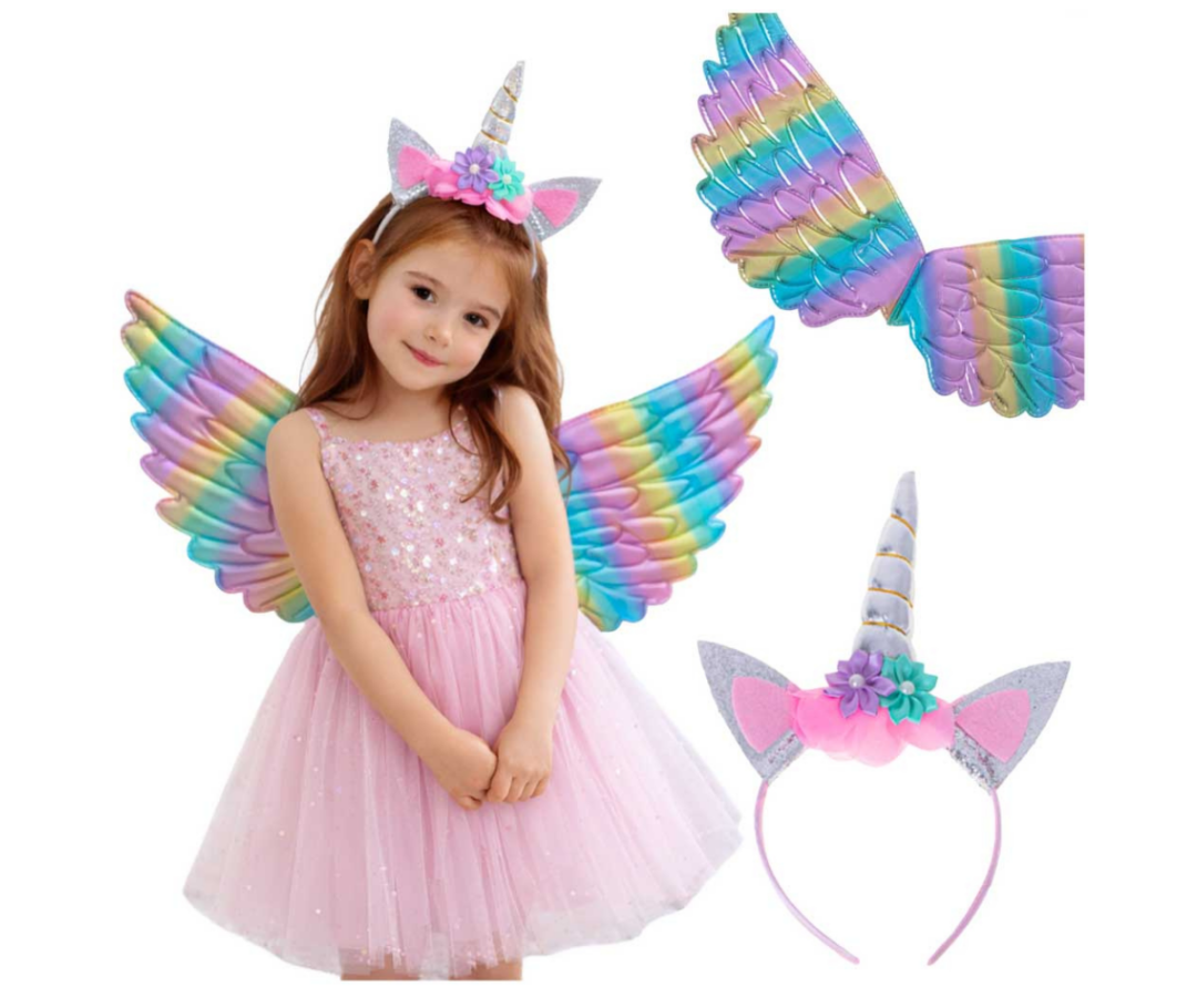 Lastele mõeldud ükssarviku komplekt tiibadega