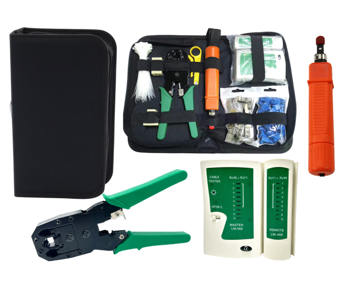 19-osaline võrgukaabli tööriistakomplekt paigaldamiseks ja remondiks