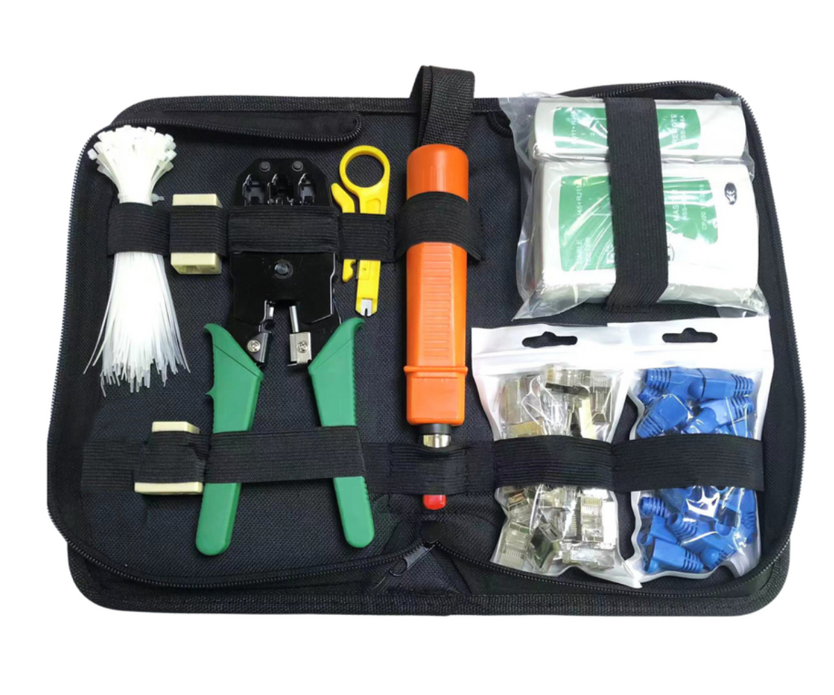 RJ45 ja RJ11 kaablite tööriistakomplekt hoiukohvriga