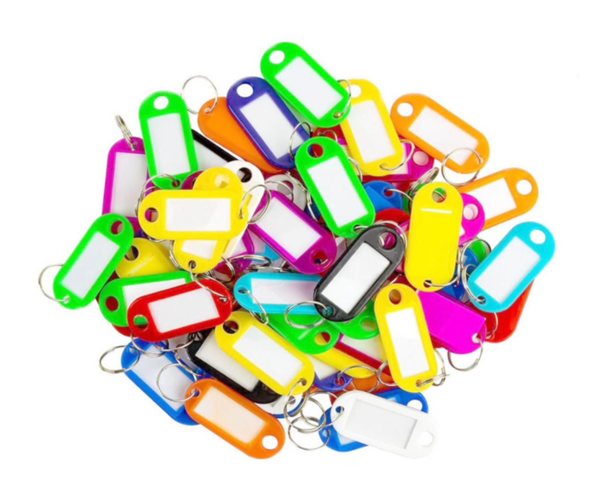 Värvilised võtmesildid kirjutusplaadiga võtmete märgistamiseks