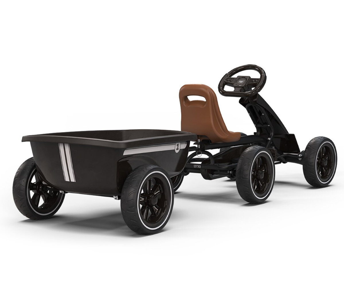 go kart järelkäruga liiva ja lehtede vedamiseks must