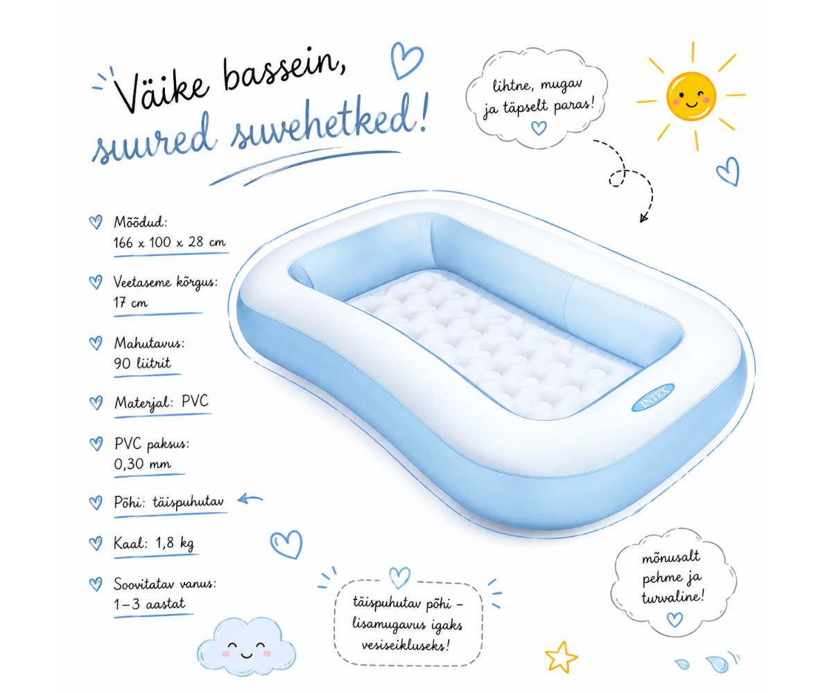 Täispuhutav lastebassein INTEX 57403 väikelastele aeda või terrassile