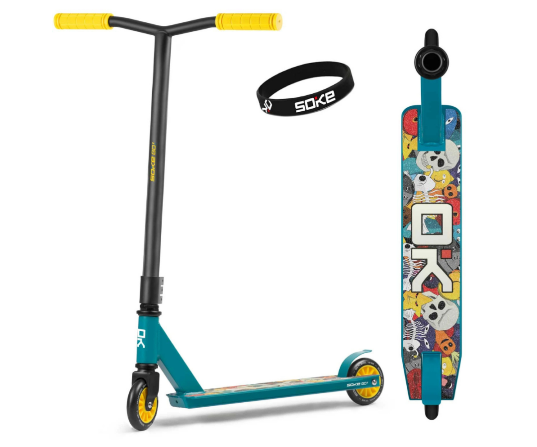 stunt scooter kollane sinine disainiga
