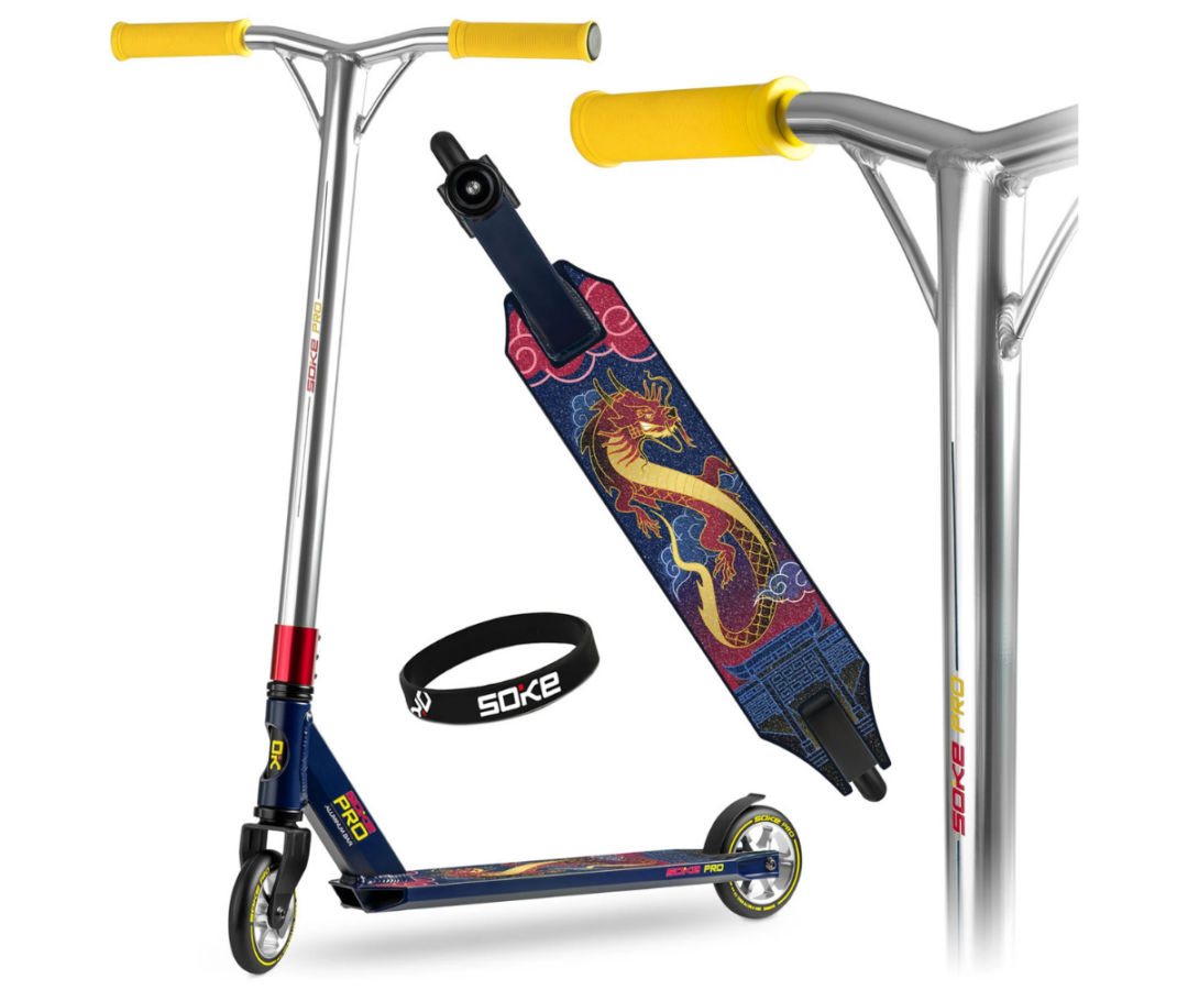 SOKE PRO stunt scooter sinine punane disainiga