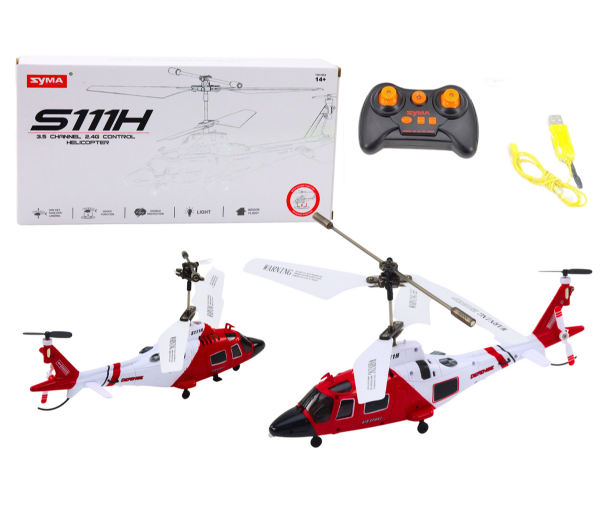 Helikopter Syma S111H puldiga – punane, sealhulgas puldiga ja laadija.