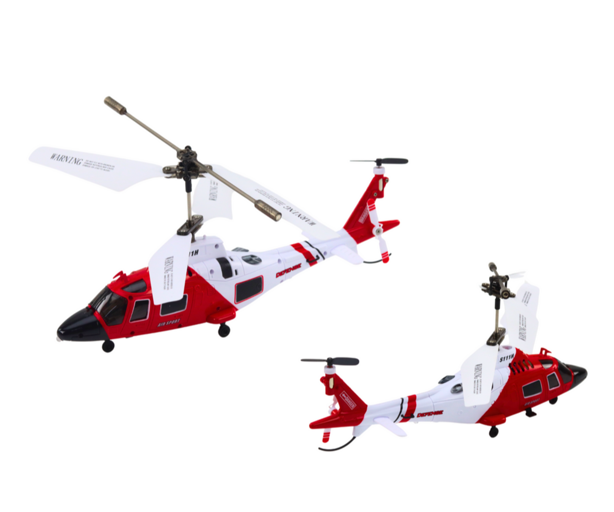 Helikopter Syma S111H puldiga – punane, vaade kahest helikopterist.
