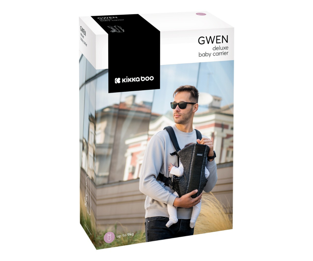 Must beebi kandekott GWEN Fly Knit igapäevaseks kandmiseks alates 3 kuni 12 kuu vanusele beebile