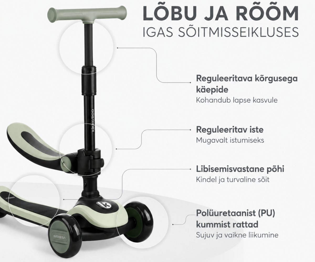Laste 2-ühes tõukeratas aitab arendada tasakaalu, koordinatsiooni, motoorseid oskusi ja enesekindlust läbi aktiivse liikumise. 🧠🚴