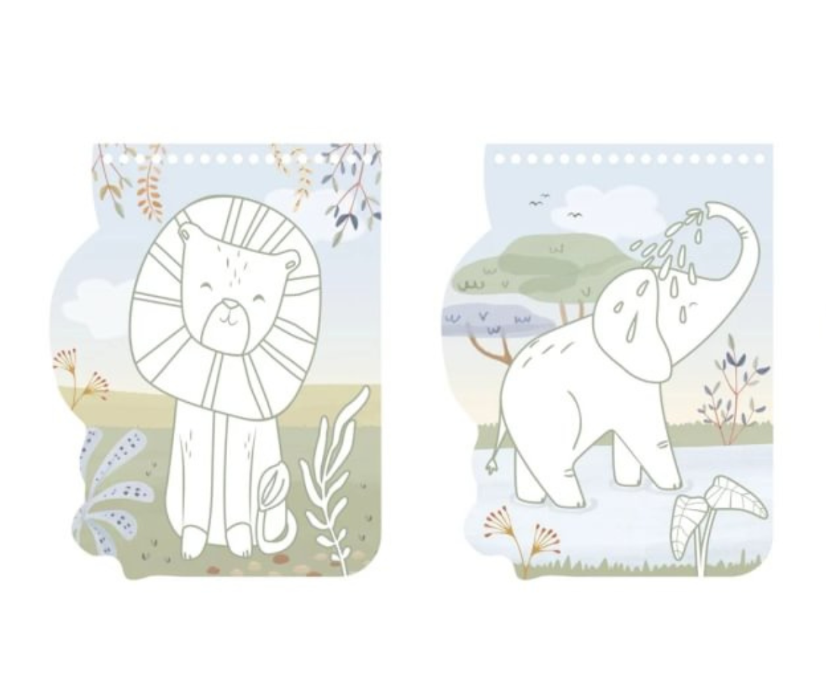 Armsad safari-teemalised illustratsioonid innustavad last avastama värvide maailma ning looma põnevaid lugusid koos Safari Friends tegelastega.