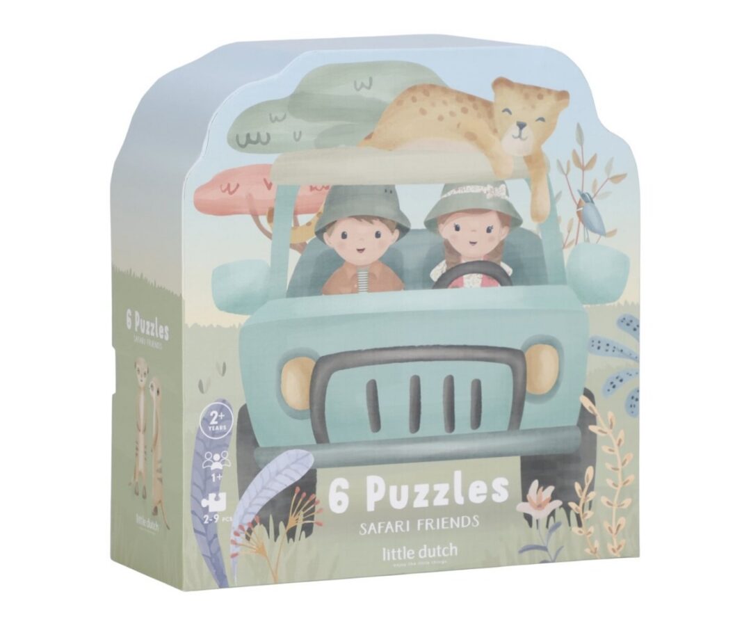 Pusle 6-ühes Safari Friends - Little Dutch karp, kus sõidavad lapsed sinises autos.