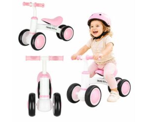 Laste naeratav tüdruk sõidab tasakaalurattaga Trike Fix Tiny V2 – roosa