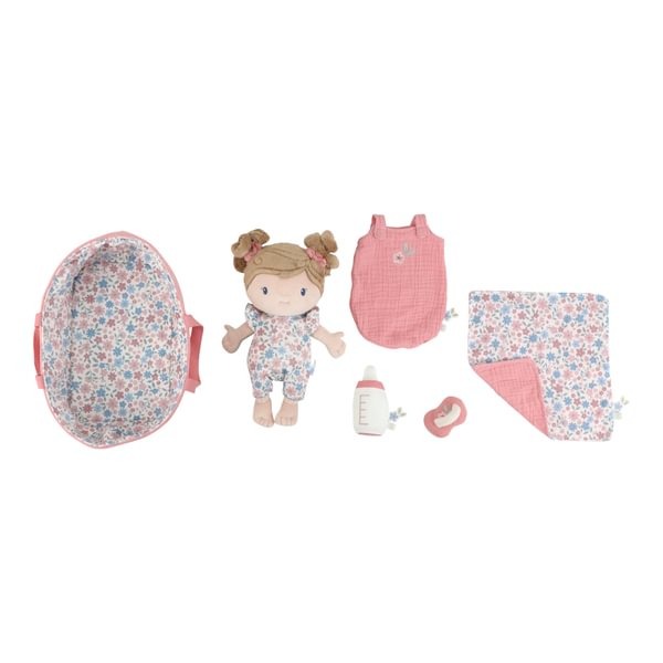 Beebinukk Rosa, reisikorv, pudel ja tekk - kogu komplekt 35cm Little Dutch (12k+).