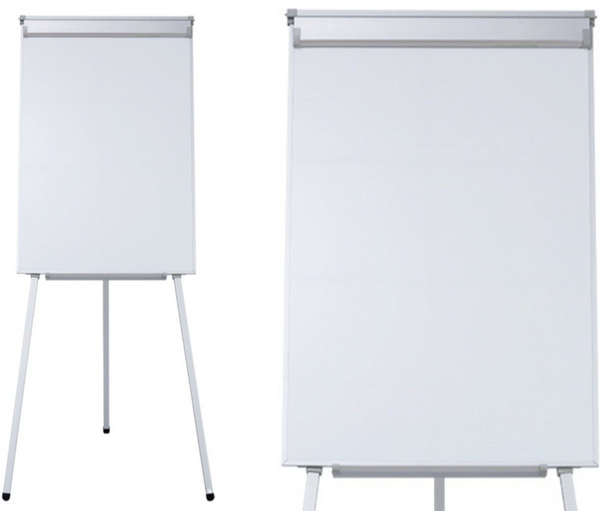 Magnetiline pabertahvel statiivil 70×100cm – valge, tühi esikülg.