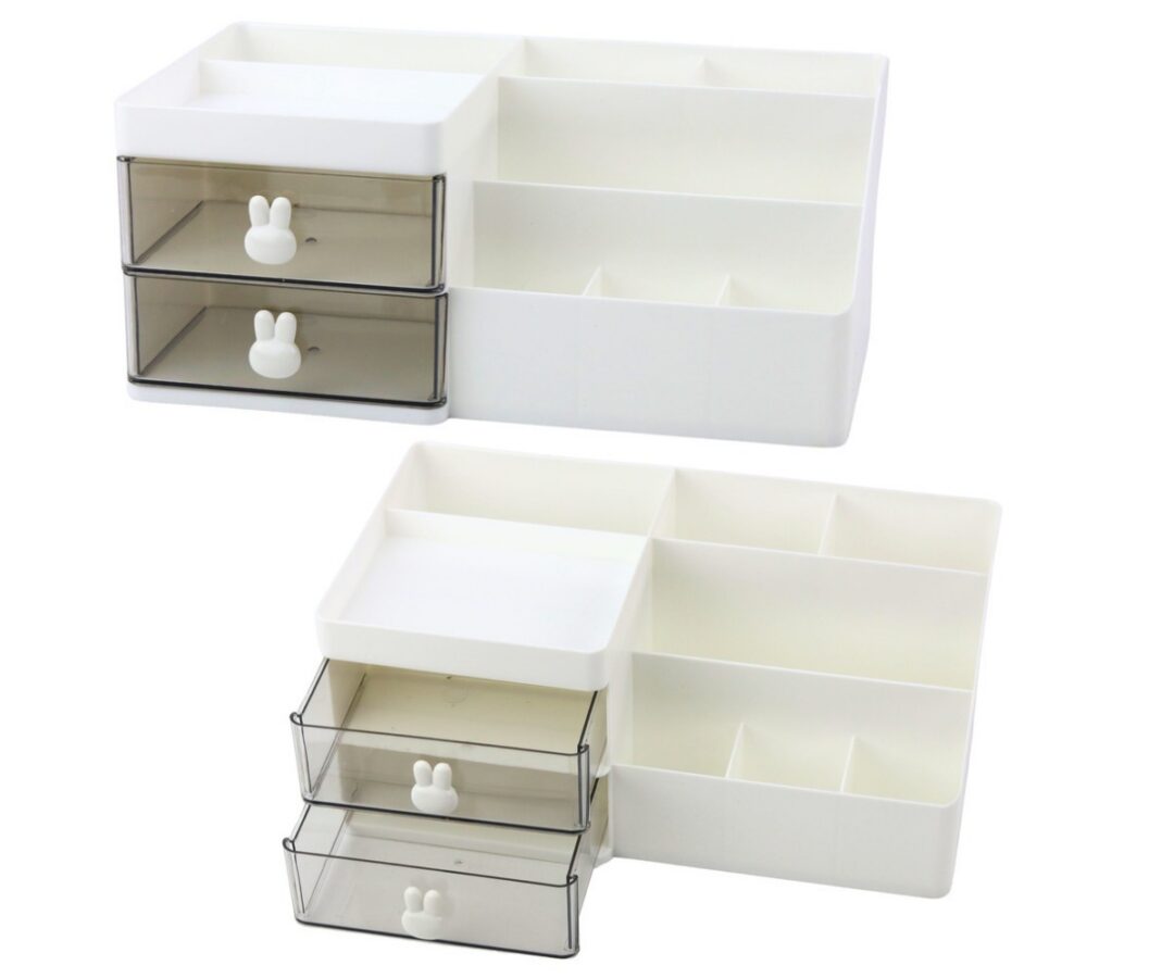 Lauaorganiseerija sahtlite ja lahtritega 28,5×17×12cm - valge, ideaalne kontorisse või koju.
