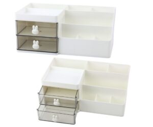 Lauaorganiseerija sahtlite ja lahtritega 28,5×17×12cm - valge, ideaalne kontorisse või koju.