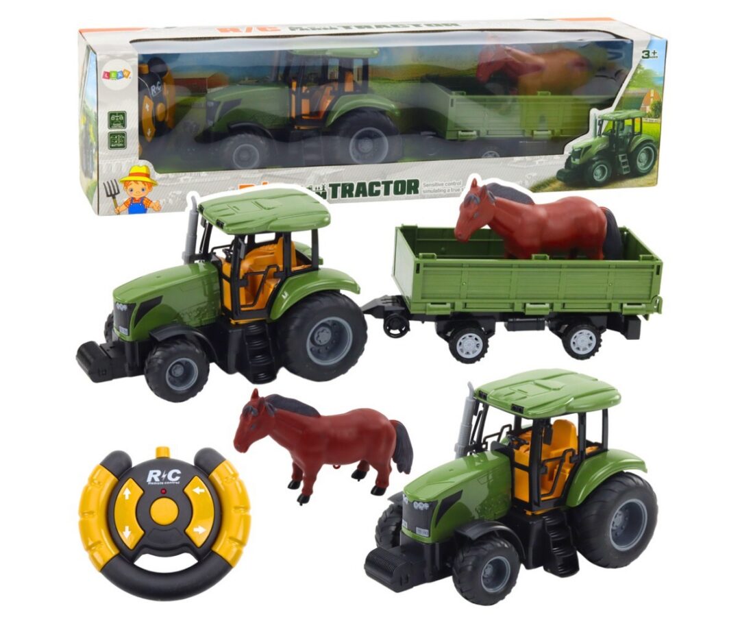 Kaugjuhitav traktor haagise ja hobusega ning puldiga