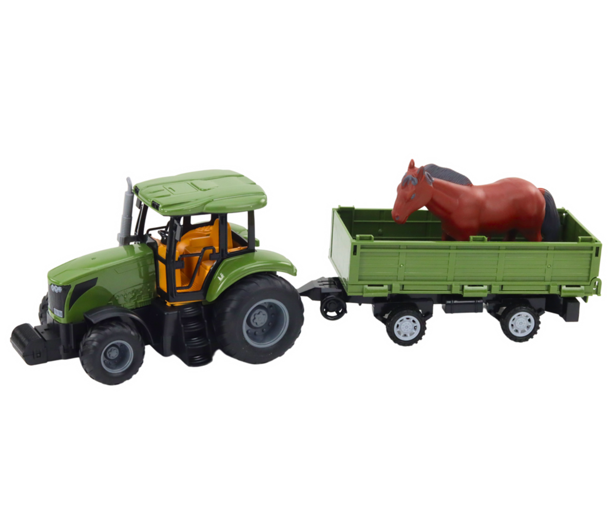 Kaugjuhitav traktor haagise ja hobusega, hobune haagises