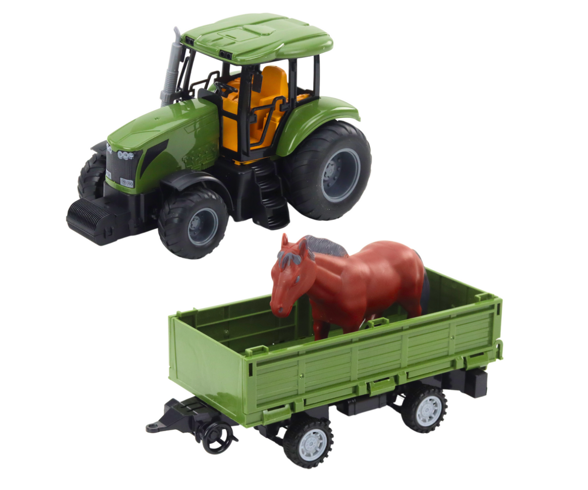 Kaugjuhitav traktor haagise ja hobusega ning eraldi haagis