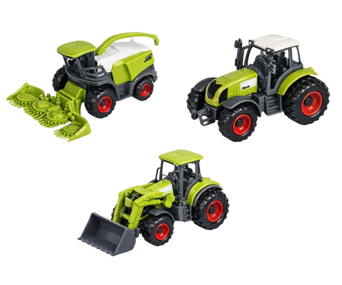 Kolme traktoriga komplekt farmimängimiseks, mis kuulub Farmikomplekti traktorite sekka.