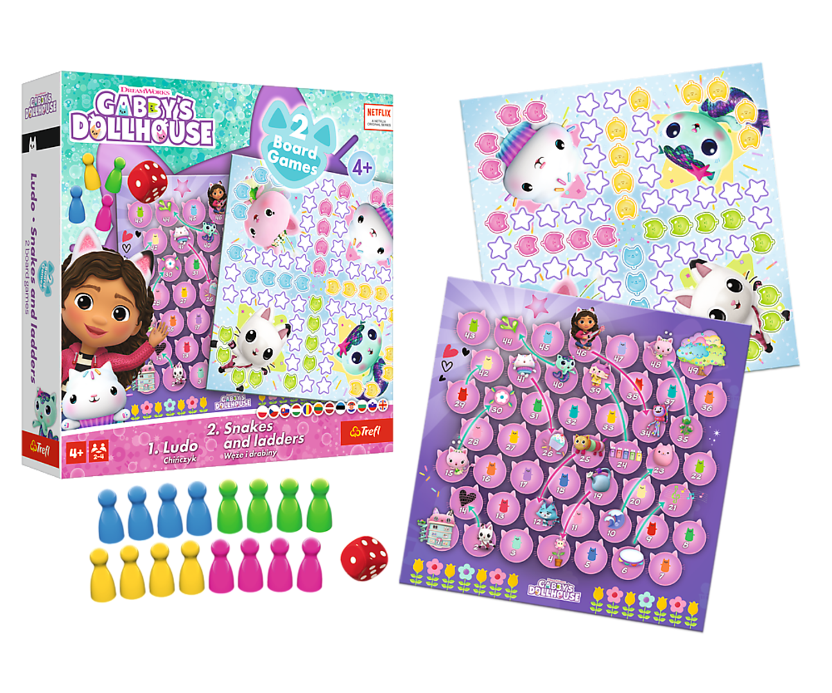 Lauamäng 2in1 Ludo ja Maod & Redelid komplekt koos mänguplaatide ja mängu elementidega.